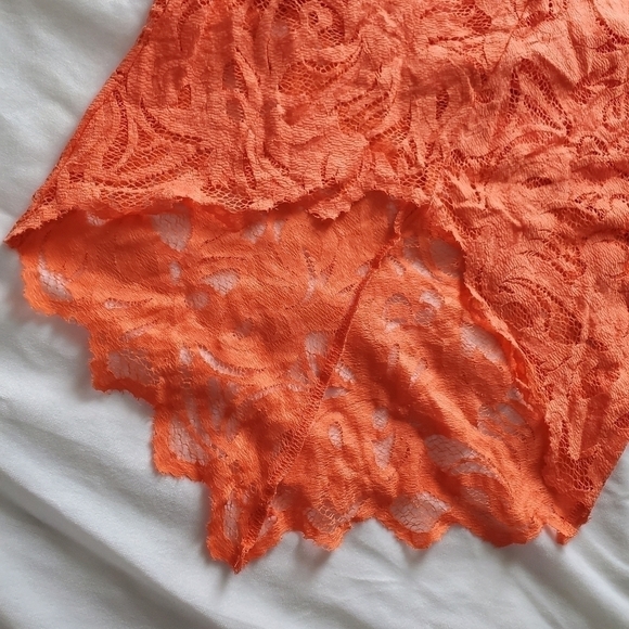H&M High Low Lace Pencil Skirt - Coral Orange - Picture 2 of 5